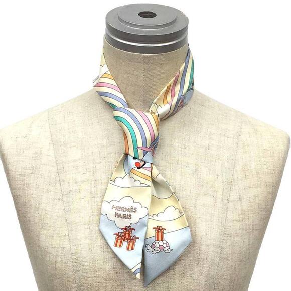 HERMES Twilly Scarf Muffler CARRES VOLANTS Flying Carre 2022 Jaune Souffle/Ci... - Picture 2 of 3